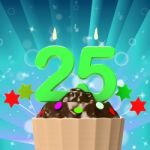 Twenty Five Candle On Cupcake Means Birth Anniversary Or Celebra Stock Photo