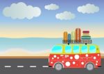  Passenger Van Car With Seascape Background Stock Photo