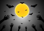 Halloween Moon Zombie Hand Bat  Stock Photo