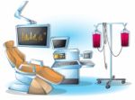 Cartoon  Illustration Interior Surgery Operation Room With Separated Layers Stock Photo