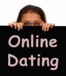 Girl Showing Online Dating Board Stock Photo