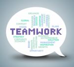 Teamwork Bubble Shows Working Together And Unity Stock Photo