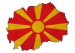 Macedonia Map On Macedonia Flag Drawing ,grunge And Retro Flag S Stock Photo