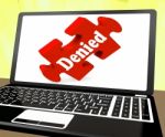 Denied Laptop Shows Denial Deny Decline Or Refusals Stock Photo