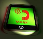 Voip On Phone Shows Voice Over Internet Protocol And Ip Telephon Stock Photo