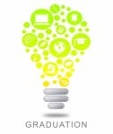 Graduation Lightbulb Represents Degree Qualification Or Masters Stock Photo