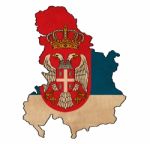 Serbia Map On  Flag Drawing ,grunge And Retro Flag Series Stock Photo