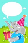 Elephant With Birthday Gift Stock Photo