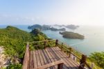 Podium Viewpoint On Peak Mountain Stock Photo