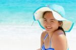 Happy Girl On The Beach At Thailand Stock Photo