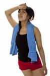 Fitness Asian Lady With Towel Stock Photo