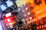 Circuit Electronic On Motherboard Stock Photo