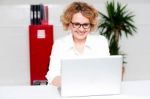 Beautiful Woman Working In Labtop Stock Photo