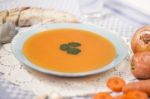 Homemade Carrot Soup Stock Photo