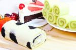 Pandan Cake Roll Stock Photo
