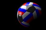 Russia Soccer Ball Isolated Dark Background Stock Photo