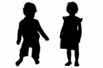 Silhouette Children  Stock Photo