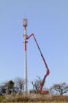 Relay Antenna Installation Stock Photo