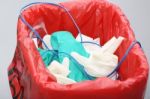 Trash With Surgery Disposable Objects Stock Photo
