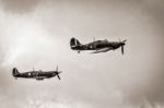 Hawker Hurricane I R4118 And Spitfire Mk Ixt Pv202 Qv Stock Photo