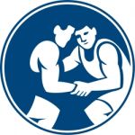 Wrestlers Wrestling Circle Icon Stock Photo