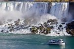 Beautiful Photo Of Amazing Niagara Waterfall And A Ship Stock Photo