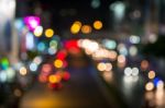 Abstract Blur Traffic And Car Lights Bokeh In Rush Hour Backgrou Stock Photo