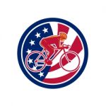 American Cyclist Cycling Usa Flag Icon Stock Photo