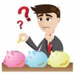 Cartoon Businessman Investment With Piggy Bank Stock Photo