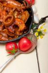 Fresh Seafoos Stew On An Iron Skillet Stock Photo