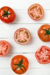 Red Tomatoes Fruits Isolated On White Stock Photo