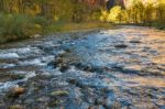 Evening Sunshine Falling On The Virgin River Stock Photo