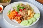 Mixed Cooked Rice With Shrimp Paste Thai Food Stock Photo