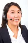 Businesswoman With Headset Stock Photo