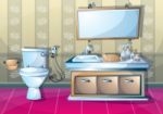 Cartoon  Illustration Interior Bathroom Stock Photo