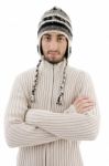 Young Guy Wearing Winter Cap Stock Photo