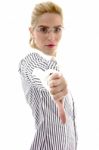 Businesswoman With Thumbs Down Stock Photo