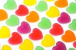 Heart Shape Colorful Jelly Coated With Sugar Stock Photo