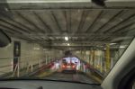 Queue Of Cars In The Ferry Stock Photo