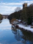 Durham, County Durham/uk - January 19 : View Along The River Wea Stock Photo