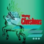 Merry Christmas Reindeer Doodles Label Stock Photo