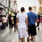 Blurred People Walking On The Street Stock Photo