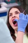 Young Girl Having Dental Check Up Stock Photo