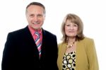 Senior Couple Posing Over White Background Stock Photo