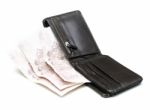 Brown Wallet With Thai Paper Currency Stock Photo