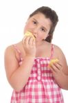 Girl Eating Chips Stock Photo