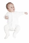 Baby Boy Dressed In White Stock Photo