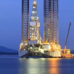 Jack Up Oil Drilling Rig Stock Photo