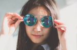 Portrait Of Thai Teen Glasses Beautiful Girl Relax And Smile Stock Photo