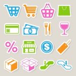 Shopping Sticker Icons Set Stock Photo